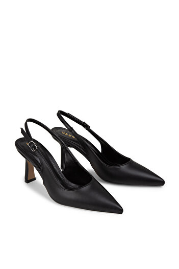 Deery Black Banded Women's Heeled Shoes