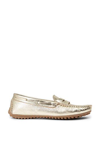 Deery Genuine Leather Gold Color Women's Ballerinas