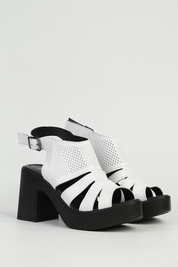 Pierre Cardin White Leather Women's Heeled Shoes Pc-54636