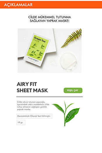 Missha Moisturizing Sheet Mask with Green Tea - Airy Fit Sheet Mask (1Pc)