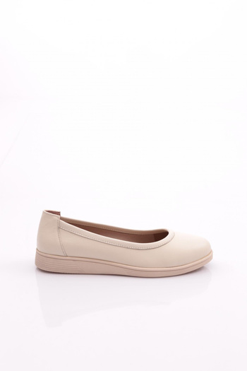 DGN Women's Leather Ballerinas with Ecru Model ( 351493 )