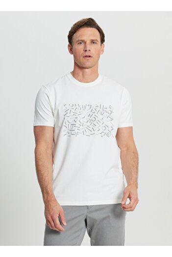 ALTINYILDIZ CLASSICS Altınyıldız Classics Bisiklet Yaka Baskılı Ekru Erkek T-Shirt ACE091252412_EKR