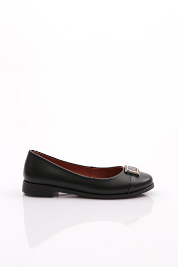 DGN Women's Square Buckle Ballerinas Black 296632110