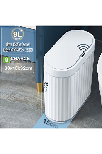 Choice 9L Grey charge 7/9L Automatic Sensor Trash Can Fashionable Roman Striped Bathroom Toilet Smart Trash