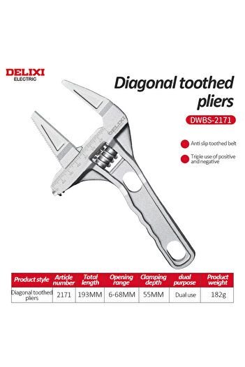 Choice DHGDBS22 DELIXI ELECTRIC Bathroom Wrench Universal Wrench Big Opening and Toothed Anti-skid Dual-pur