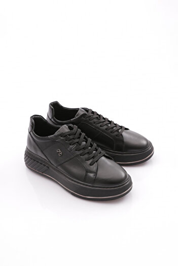 DGN Erkek Bağcıklı Sneaker Ayakkabı Siyah Siyah Baskılı 31421028