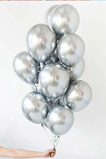 BeySüS Silver Chrome Balloon 7 Pieces 12Inch