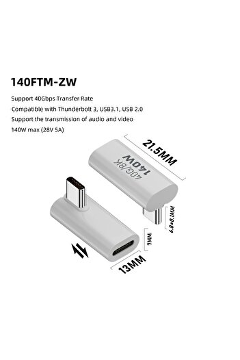Choice CM-CG ZW PD140W USB4.0 Type C to USB C Fast Charging Adapter Converter 40Gbps Data Sync Connector 8K