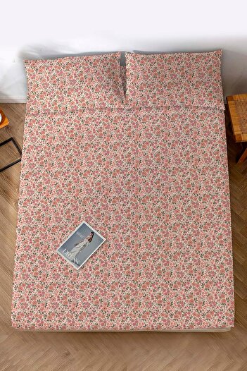 Rivaİstanbul Double Bed Sheet Powder Daisy Cotton