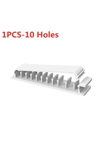 Choice 10 Holes-White Cable Organizer Cord Management Wire Holder Flexible USB Cable Winder Tidy Silicone C