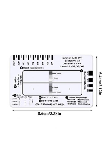 Choice Without slotting 7-step plastic ruler electrocardiogram reading and measuring tool, transparent elec