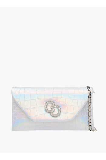 Celeste Embellshed Crossbody Bag with Chain Strap and Flap Closure - W 7 x H 11.5 x D 21 cm
