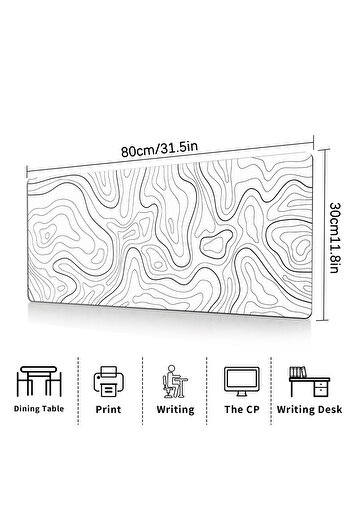 Choice White31.5X11.8in 1PC Large Mouse Pad, Office Gaming Table Mat, Non-slip Rubber Base Washable Mouse P