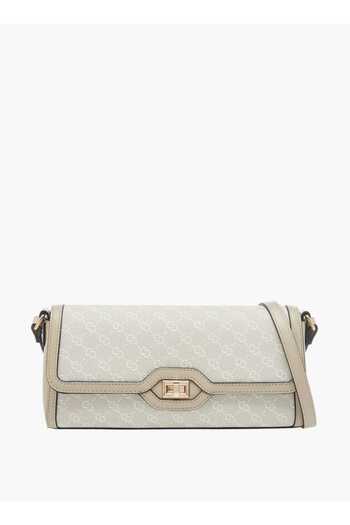 Celeste Monogram Print Crossbody Bag with Flap Closure - W 6.5 x H 12.5 x D 27.5 cm