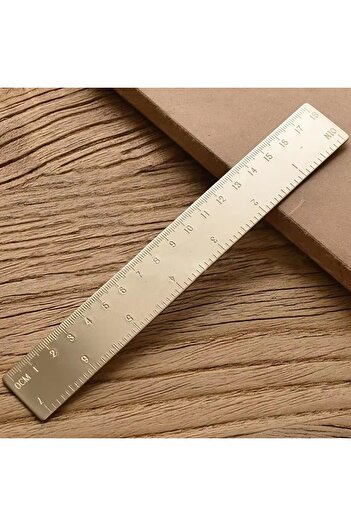 Choice 18cm Ruler Retro Brass Straight Rulers Centimeter Inches Metal Triangle Ruler Protractor Stationery