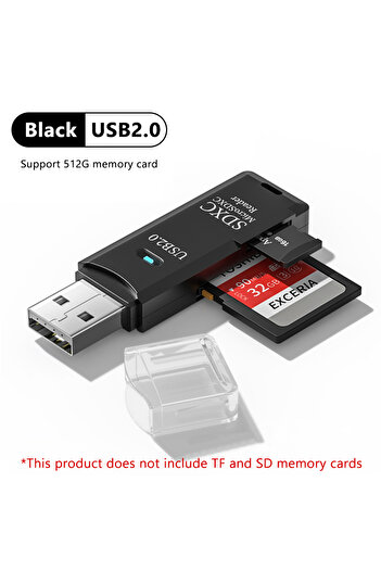 Choice USB 2.0 Black NNBILI 1-2pcs Card Reader USB3.0/2.0 To SD TF Memory Adapter High Speed TF Memory 2 IN