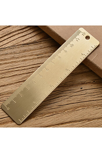 Choice 12cm Ruler Retro Brass Straight Rulers Centimeter Inches Metal Triangle Ruler Protractor Stationery