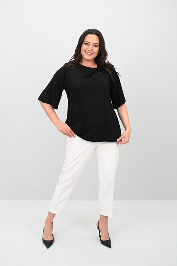Koza Butik Women's Plus Size Knot Drawstring Detail Blouse 1913-25