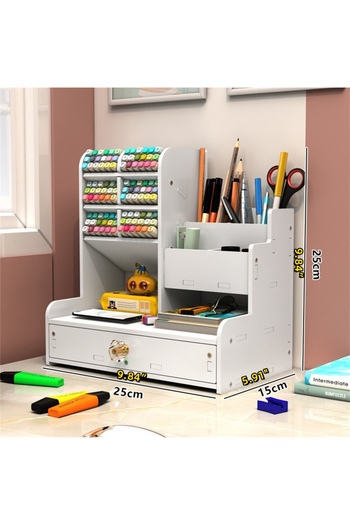 Choice White DIY Space-Saving Large-Capacity Pen Holder Office Supplies Storage Stationery Box Student Scho