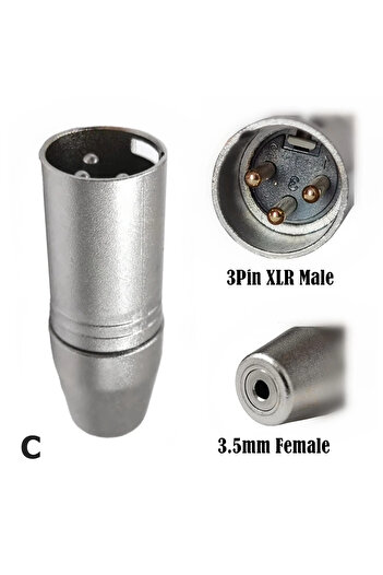 Choice 1pcs Adapter C 1pcs XLR 3 Pin Female Jack to 3.5mm Female & Male 1/8" TRS Mini Female Stereo Microph