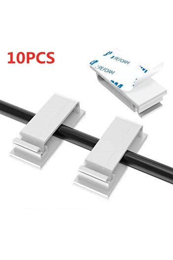Choice 10PCS-White Adhesive Wire Organizer Cable Holder Cord Management Harness Clamp Clip For Home PC Powe