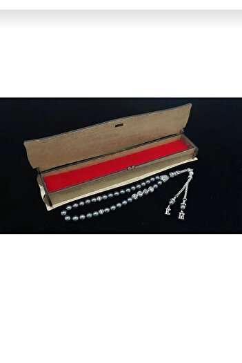BellevieStore Hematit Doğal Taş Tesbih-Ahşap Kutulu - Kişiye Özel İsimli Tesbih - Doğum Günü - Özel Günler İçin