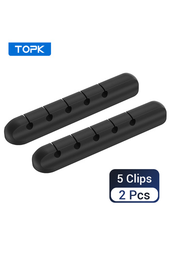 Choice 5 Clips 2 Piece TOPK L16 Cable Organizer 5 Hole Silicone USB Desktop Management Clip Holder for Web