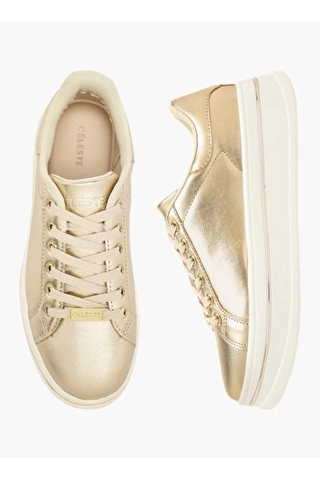 Celeste Women's Metallic Ankle Sneakers with Lace-Up Closure