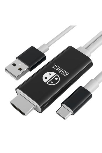 Choice كابل من النوع C إلى HDMI باللونين الأبيض والأسود مع قاعدة شحن USB 5 فولت محمولة لتلفزيون الألعاب ومحول 4K HD لـ St