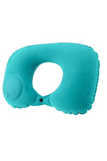 Choice green Flocking Inflatable Portable Neck Pillow That Can Be Stored And Self Filled Suitable For Outdo