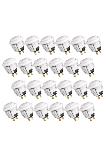 Choice 24mm White 24 Pcs QANBA D-lite Arcade Buttons Snap-In Arcade Game Sticks DIY Kit 30mm 24mm (Boxed)24