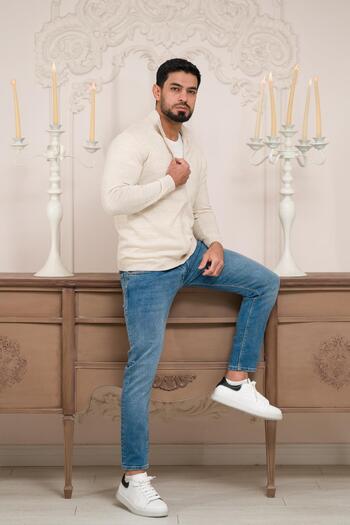 Woolen World Regular Fit Stand Collar Slim Spring Knitwear Cardigan