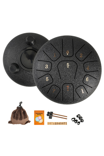 Choice1 Black 6 Inchs Miwayer 6" Steel Tongue Drum Gift Set | 11-Note Sound Healing Instrument w/Tuning Kit