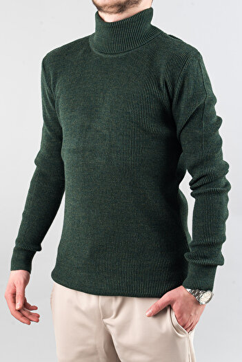 bombe Men's Slim Fit Turtleneck Cotton Turtleneck Sweater Khaki