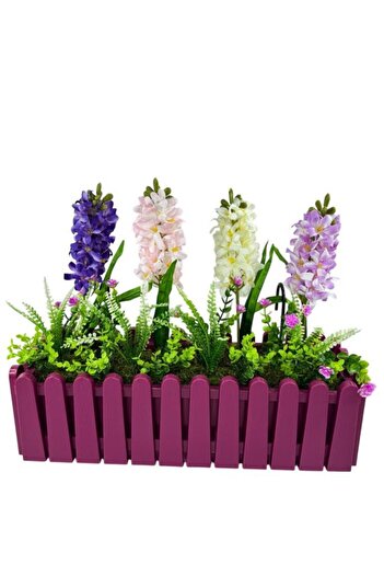 Nettenevime Artificial Flower Colorful Hyacinth Flowers Purple Fence in Pot Balustrade Hanging Balcony Flower Flower Basket