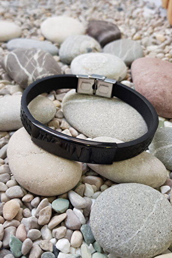 Chavin Black IPC CapLeather Steel Men's Bracelet Ef87