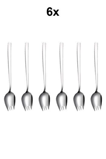 Chavin Steel 6 Pieces Silver Forked Spoon Tableware Salad Dessert Fruit Fork Cin751By-6