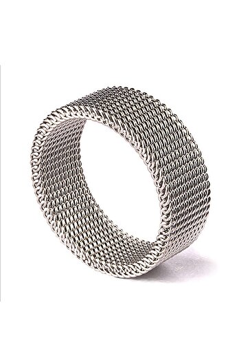 Chavin Men's Stretchy Gray Steel Mesh Ring N48