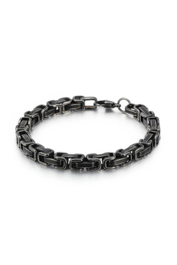 Chavin King Model 5 Mm. Antique Gray Steel Men's Bracelet Az68Es