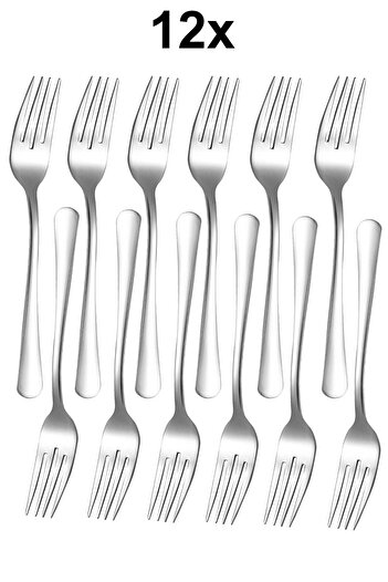 Chavin 19 cm Silver Colored 12 Pieces Steel Tableware Fish Fork - cin743by-12