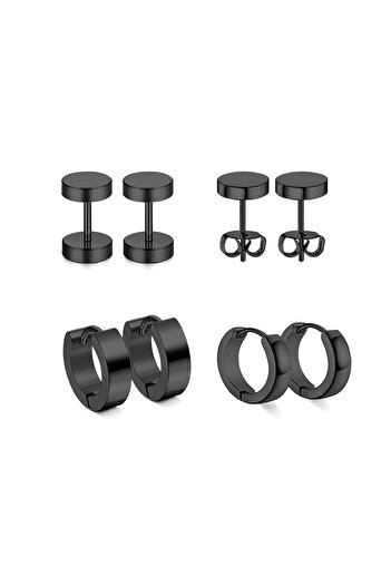 Chavin Black Steel 4 Sets Women Men Earrings Dy99
