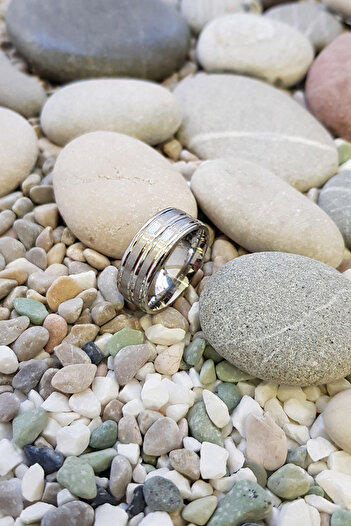 Chavin Men's Gray Steel Ring Wedding Ring - Ec43By