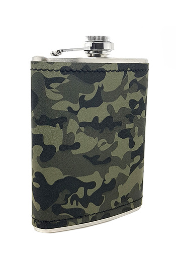 Weather Forecast Camouflage Leather Covered Drink Flask Suit Kb05T on Steel