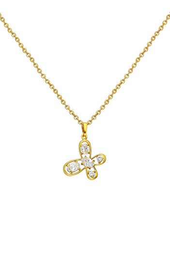 Chavin Stoned Butterfly Gold Women's Necklace Bt12