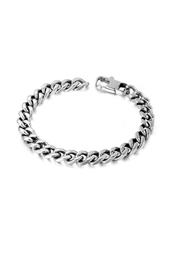 Chavin 8 Mm. 20 Cm. Gray Steel Men's Chain Bracelet Ev02-8