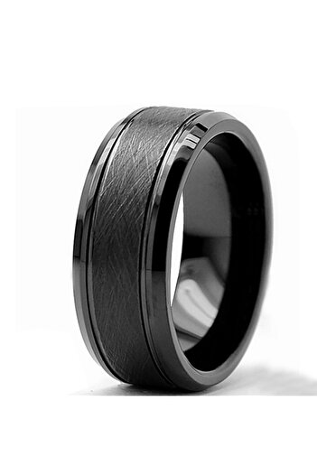 Chavin Men's Matte Black Brushed Tungsten Ring dm81
