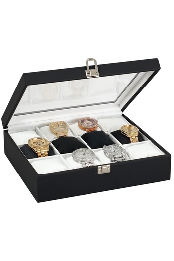 Chavin 12 Li Leather on Wood Glass Watch Box Mk001