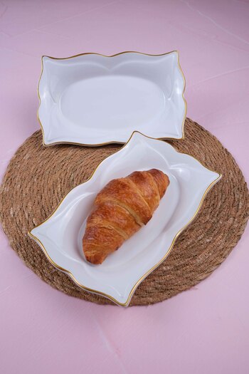 Home 2-Piece White Gilded Tulip Presentation Boat 24X15Cm
