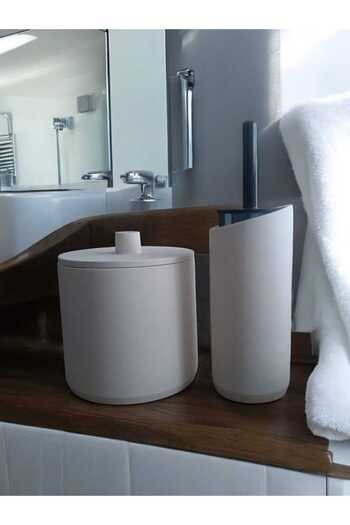 Trust Stone Off-White Concrete Trash Can and Toilet Brush Holder, Decoration, Accessory