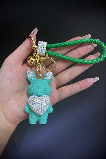 Jaida Moda Green Cute Zircon Stone Rabbit Keychain and Bag Charm Vip Series